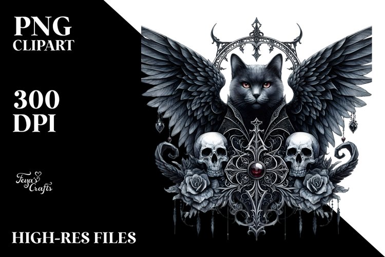 Detailed Gothic Cat Clipart