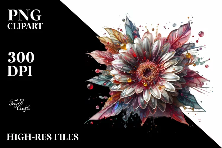 Abstract -like Gerbera Watercolor Splash | Sublimation