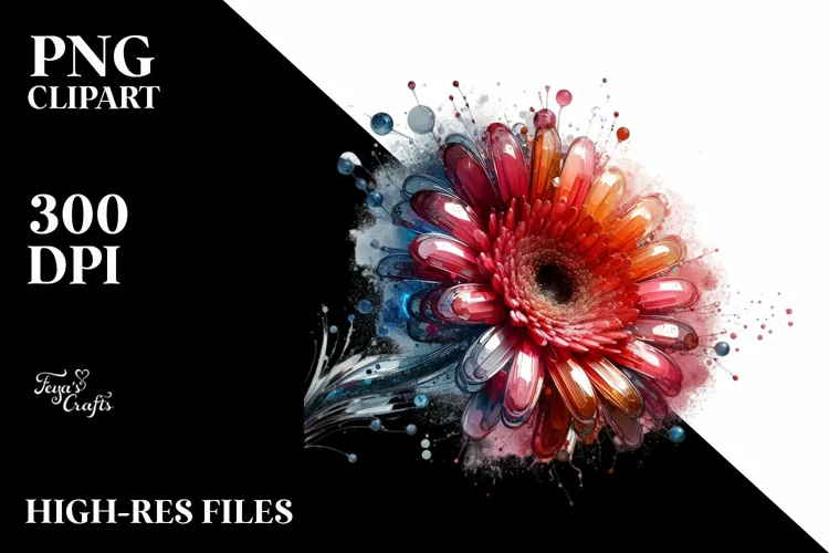 Abstract Shiny Gerbera made of Like Material|Summer Sticker