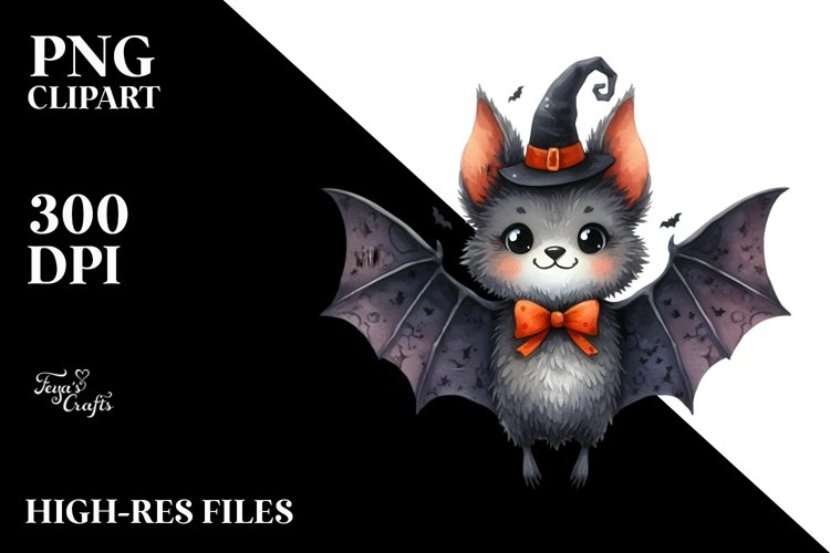 Watercolor Haloween Bat