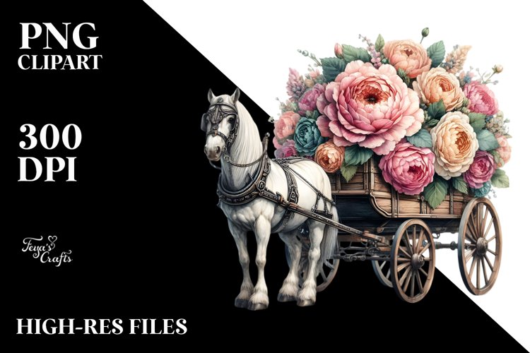 Vintage Horse Wagon, PNG