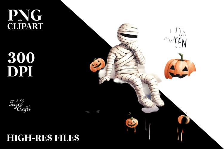Simple Mummy on Cloud Halloween PNG