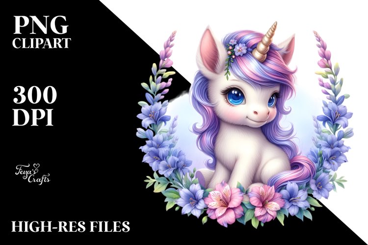 Cute Baby Unicorn Frame | Sublimation | Clipart