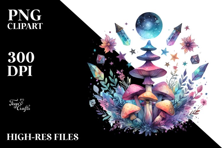 Magical Celestial Mushroom | Sublimation Clipart