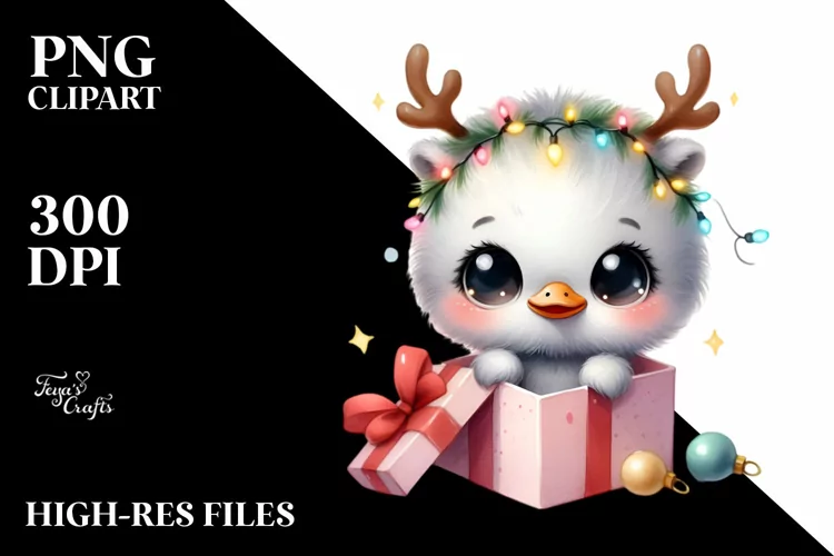 Baby Swan with Reindeer Horns PNG
