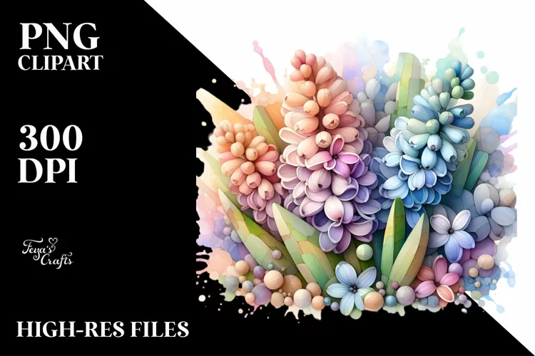 Abstract Stained Hyacinth Watercolor Splash