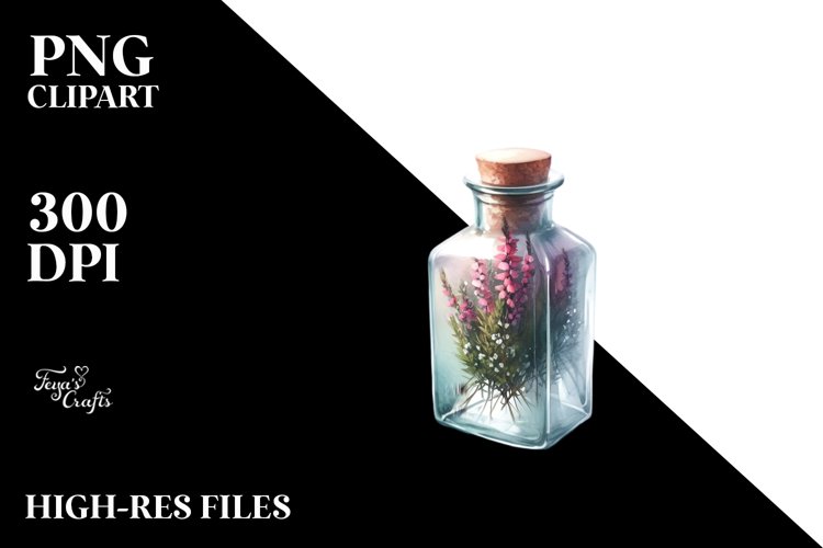 Bottle Heather,Floral White | Sublimation,Clipart example image 1