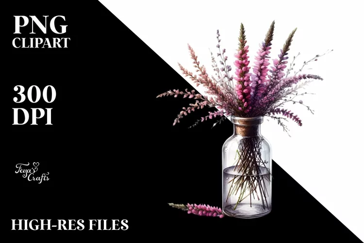 Bottle Heather,Floral White | Sublimation,Clipart