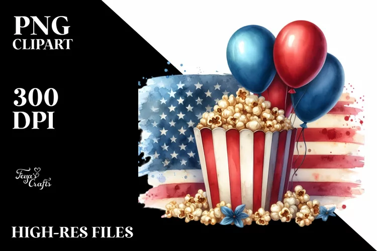 Vintage Rusted Popcorn Watercolor Clipart