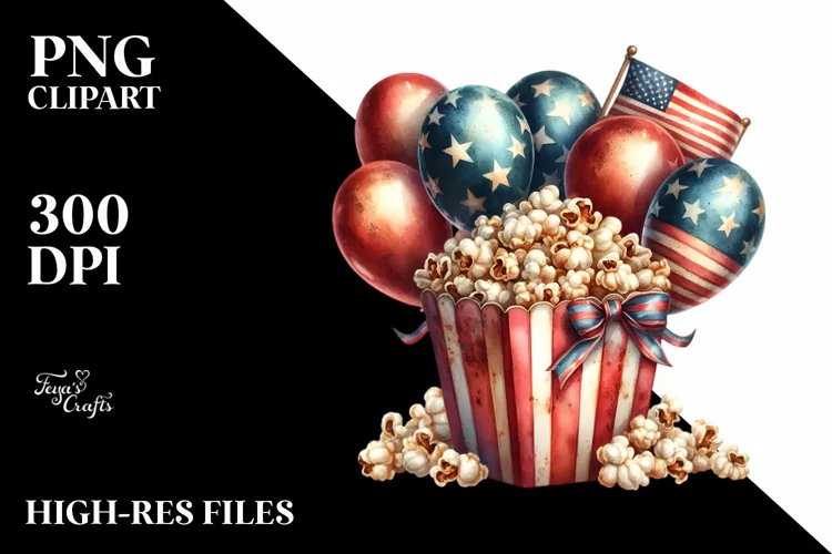 Vintage Rusted Popcorn Watercolor Clipart