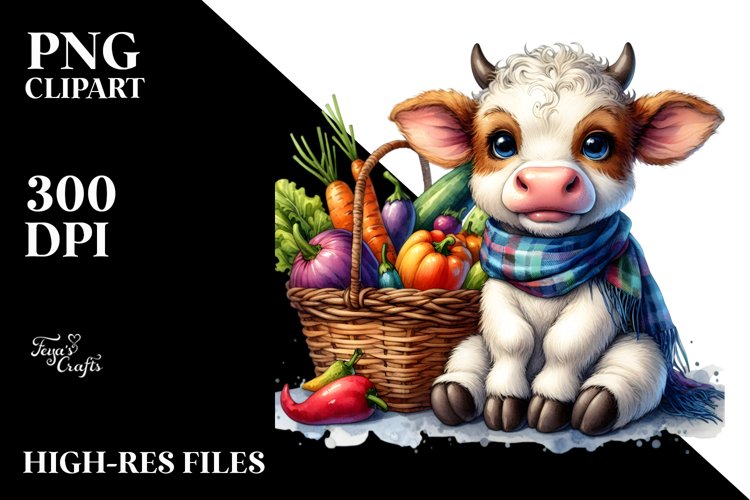 Colorful Baby Cow, Quirky Style | Sublimation | Clipart