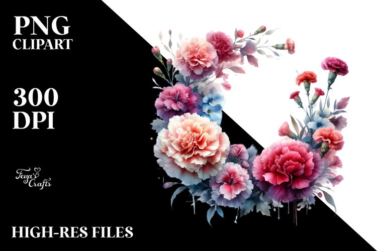 Vibrant Floral Frame with Carnation | Clipart