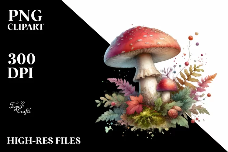 Mushroom Watercolor Splash