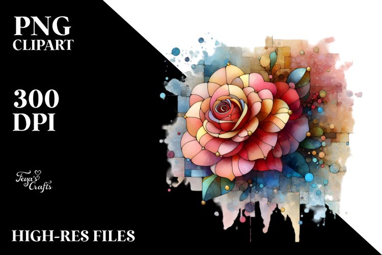 Elegant Stained Camellia | Clipart example image 1