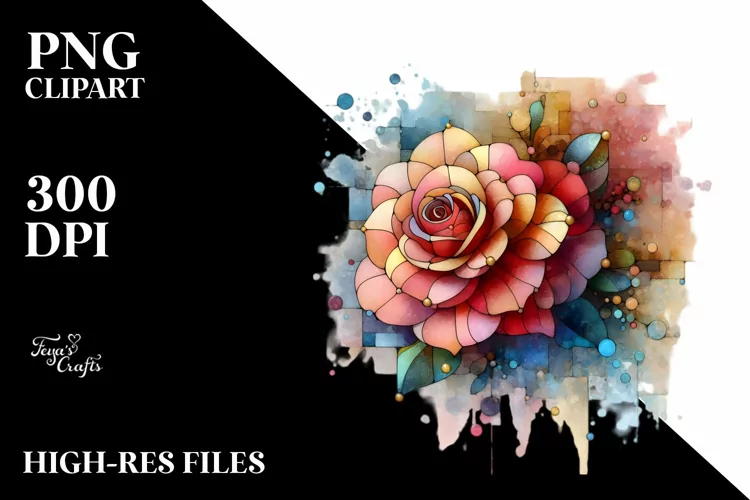 Elegant Stained Camellia | Clipart
