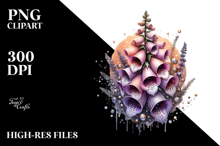 Shiny Foxglove Watercolor Splash