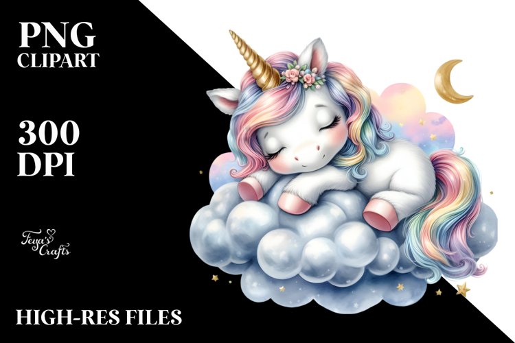 Cute Baby Unicorn Watercolor Pastell | Sublimation | Clipart