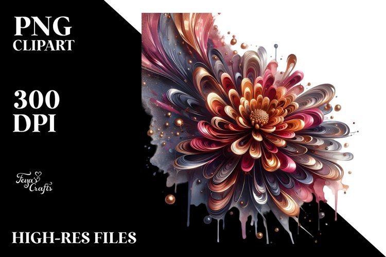 Chrysanthemum Shiny Watercolor example image 1