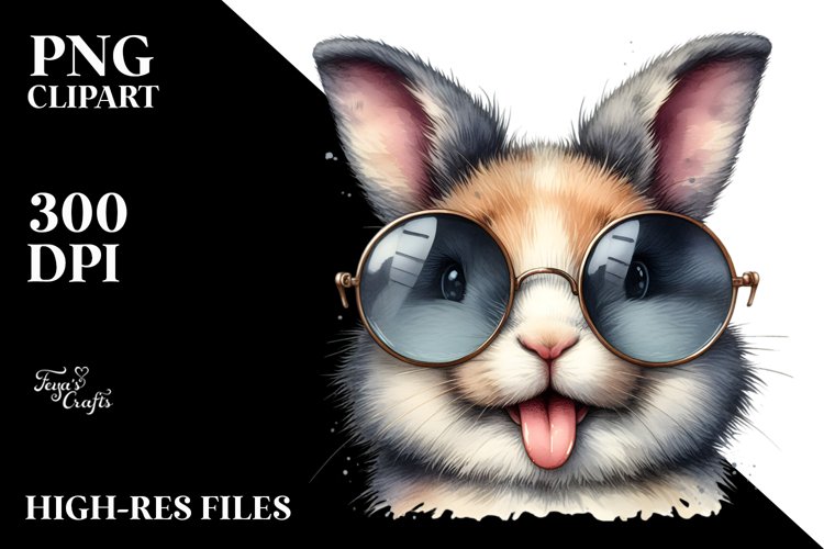 Funny Cute Bunny Portrait | Sublimation Clipart