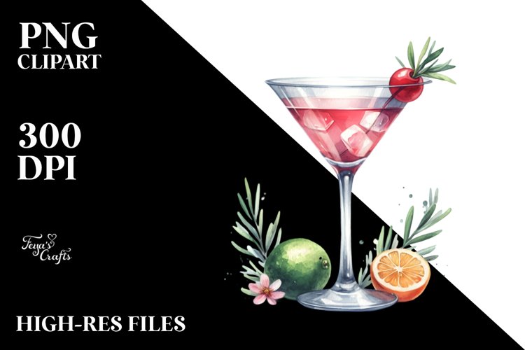Martini Watercolor Clipart