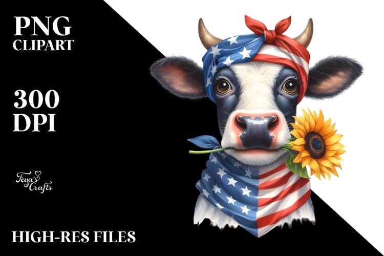 Confused Cow Portrait with Housewife Bandana | Clipart