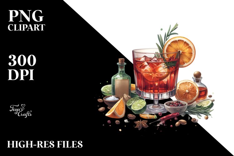 Watercolor Negroni Clipart