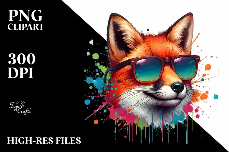 Quirky Colorful Fox Sunglasses Splashes