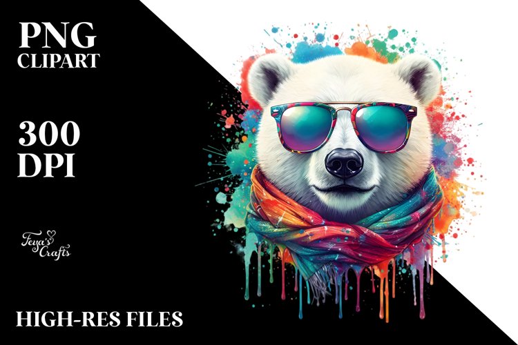 Quirky Colorful Polar Bear Sunglasses Splashes example image 1