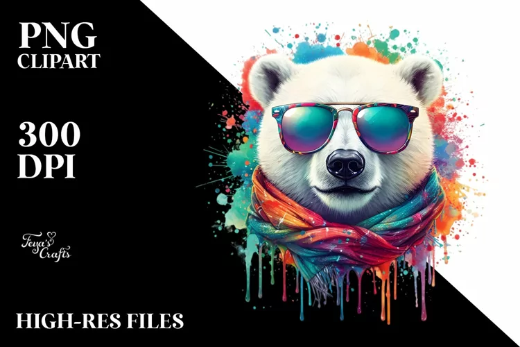 Quirky Colorful Polar Bear Sunglasses Splashes