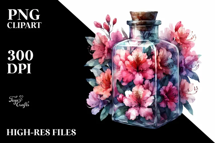 Abstract Bottle Rhododendron Scene