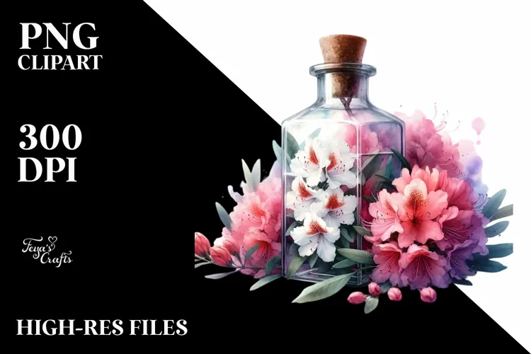 Abstract Bottle Rhododendron Scene