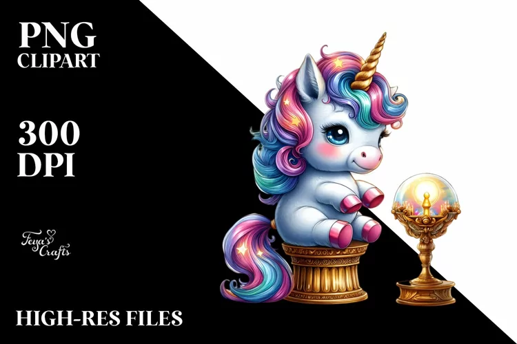 colorful Unicorn with Stage PNG