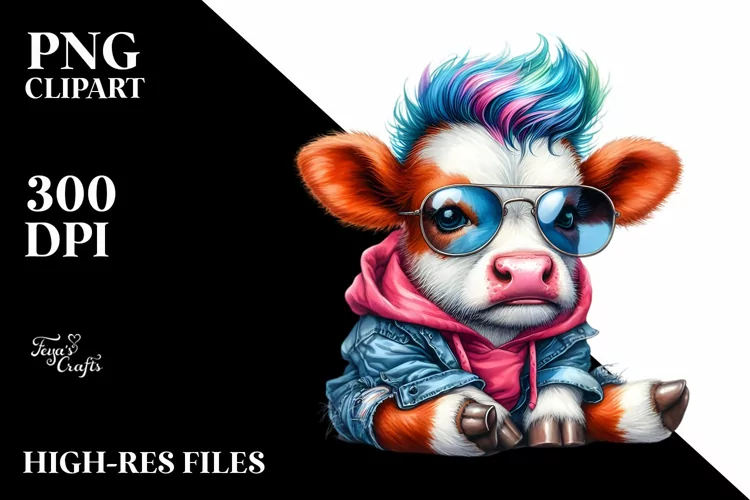 Adorable Baby Cow Sitting, High-Res PNG