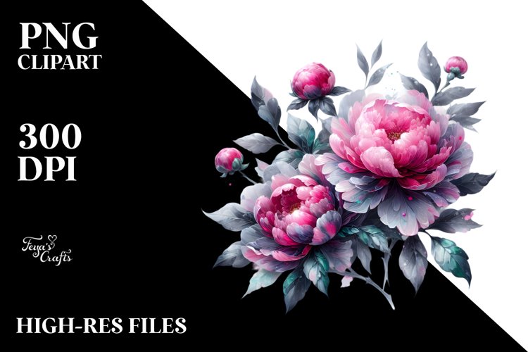 Glossy Peonies | Sublimation | Clipart