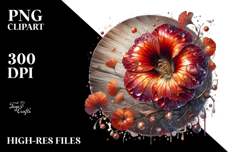 Abstract Glossy Nasturtium with Metallic Insertions | example image 1