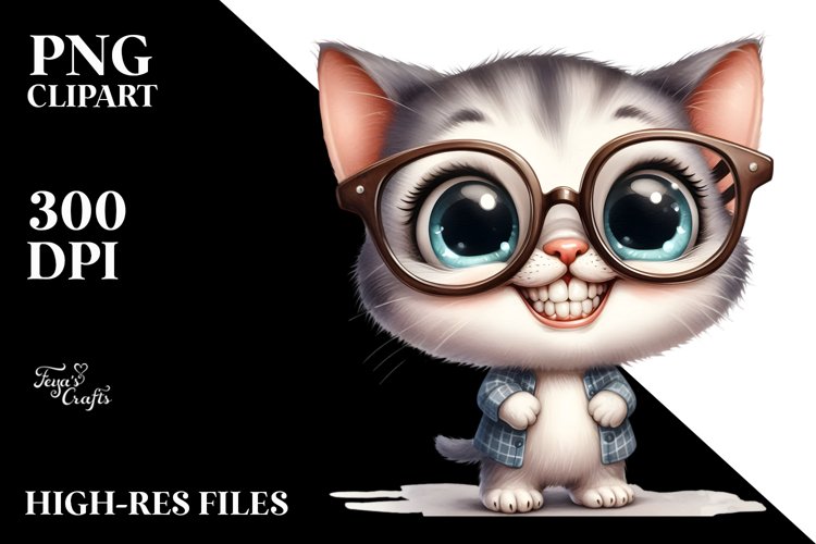 Watercolor Cat with es | Expressive Clipart