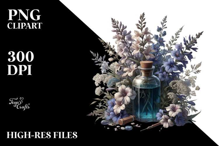 Detailed Bottle with Lobelia example image 1