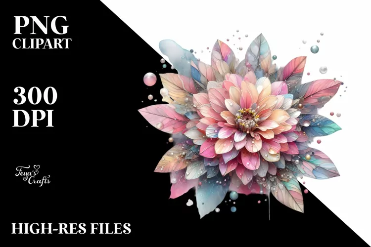 Pastel -like Zinnia with Metallic Insertions | Sublimation |