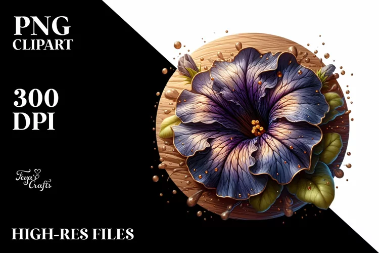 Glossy Petunia with Golden Insertions | Sublimation |