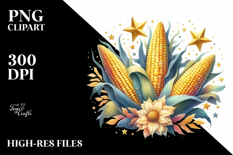 Vintage Corn Stars Watercolor