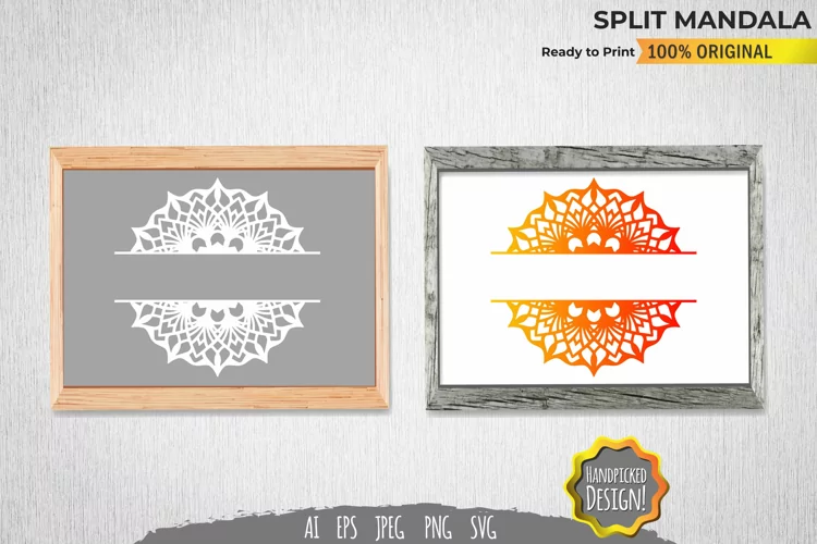 Split Mandala with Gradient Color SVG