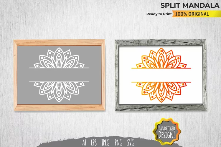 Split Mandala with Gradient Color SVG
