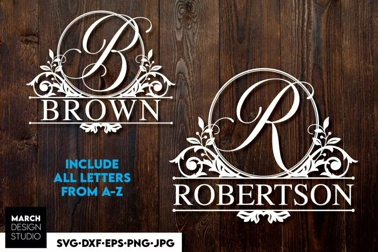 Monogram SVG | Split Monogram SVG | Last Name Monogram
