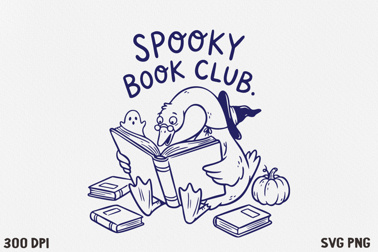 Bookish Halloween Goose SVG PNG |Witchy Reading Goose Design