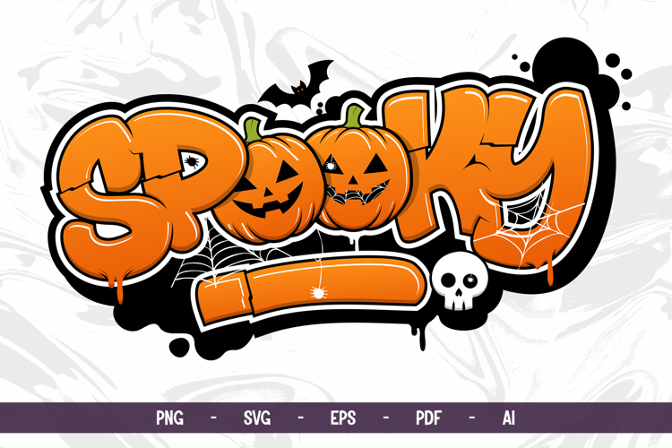 Spooky Halloween Graffiti Typography SVG EPS Vector Art