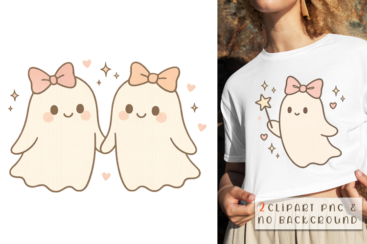 Cute Ghost Couple Clipart PNG | Halloween Coquette