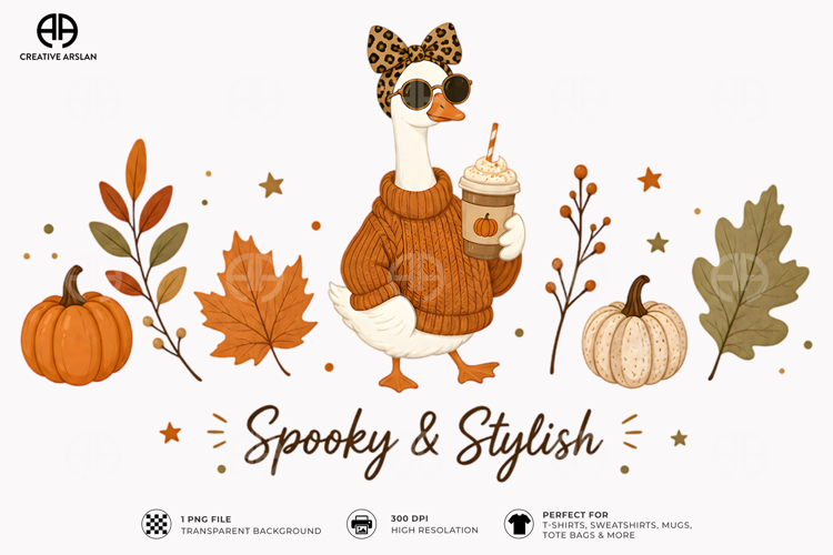 Spooky and Stylish Goose PNG | Cute Halloween T-Shirt Design