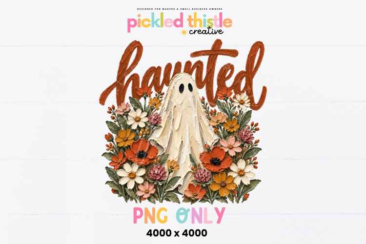 Haunted Ghost PNG, Floral Halloween Shirt Graphic