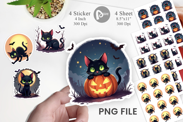Halloween Cat Glow Sticker
