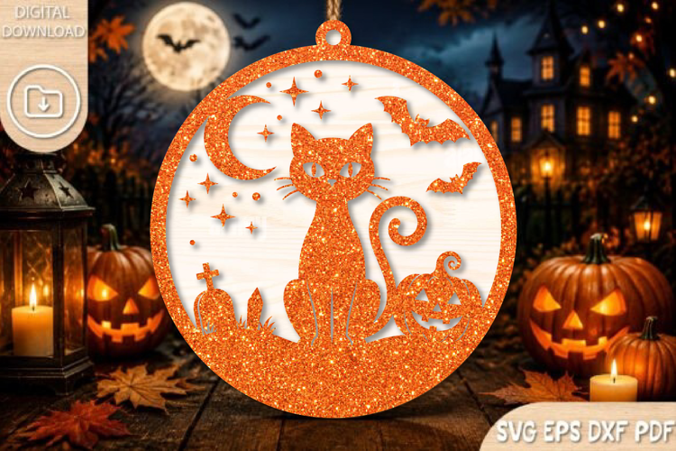 Spooky Black Cat Halloween SVG